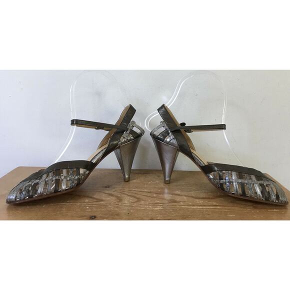 Vtg Maud Frizon Italy Italian Leather Snakeskin Strappy Sandals Heels 35.5 5.5 - Picture 3 of 8